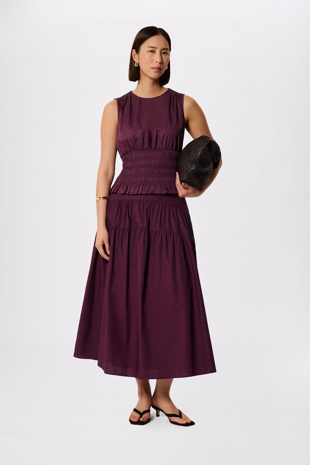 Plum Cotton Shirred Tank
