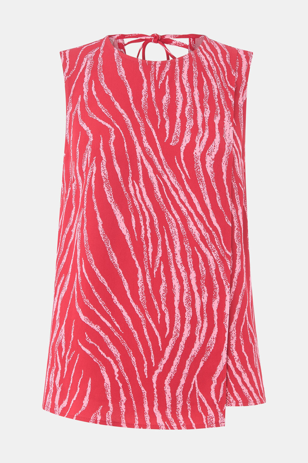 Zebra Layered Wrap Crepe Tank