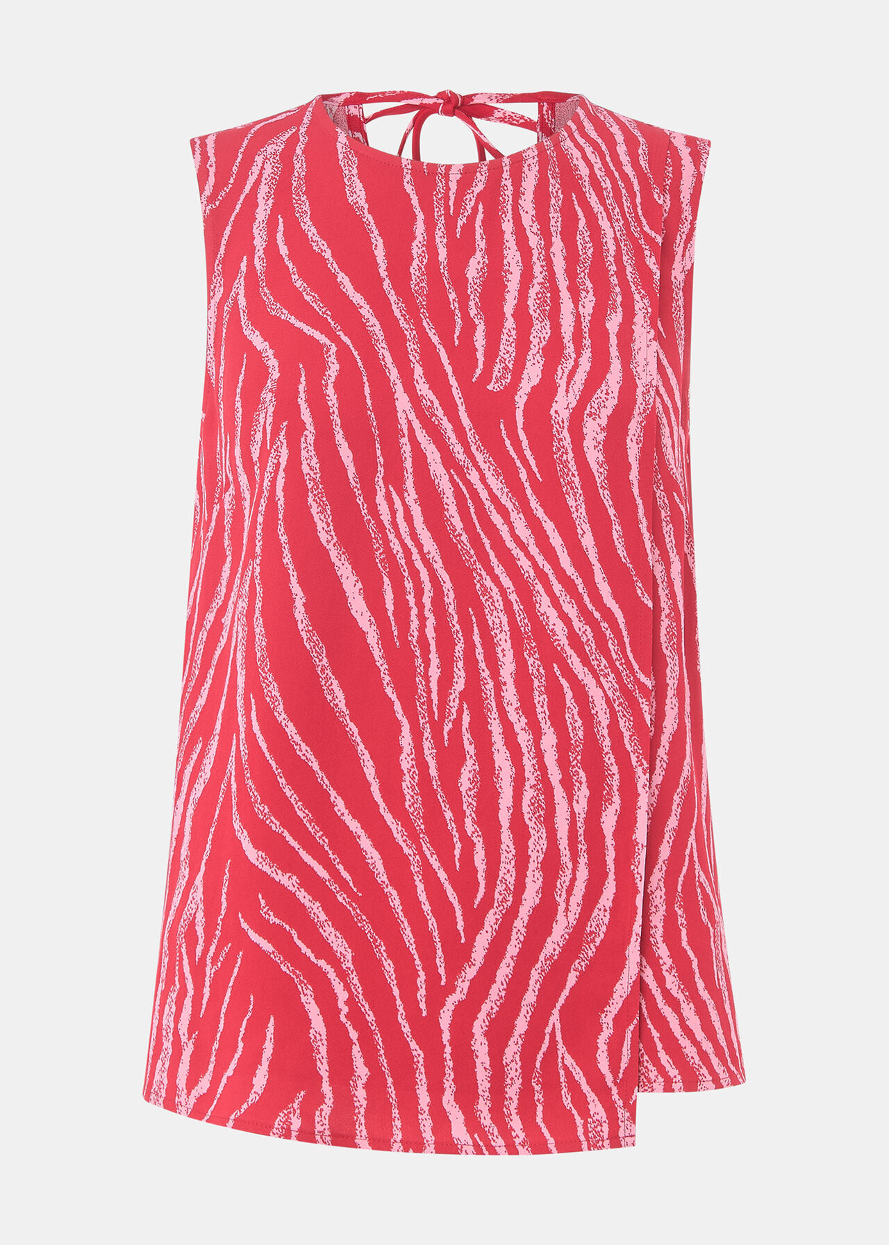 Zebra Layered Wrap Crepe Tank
