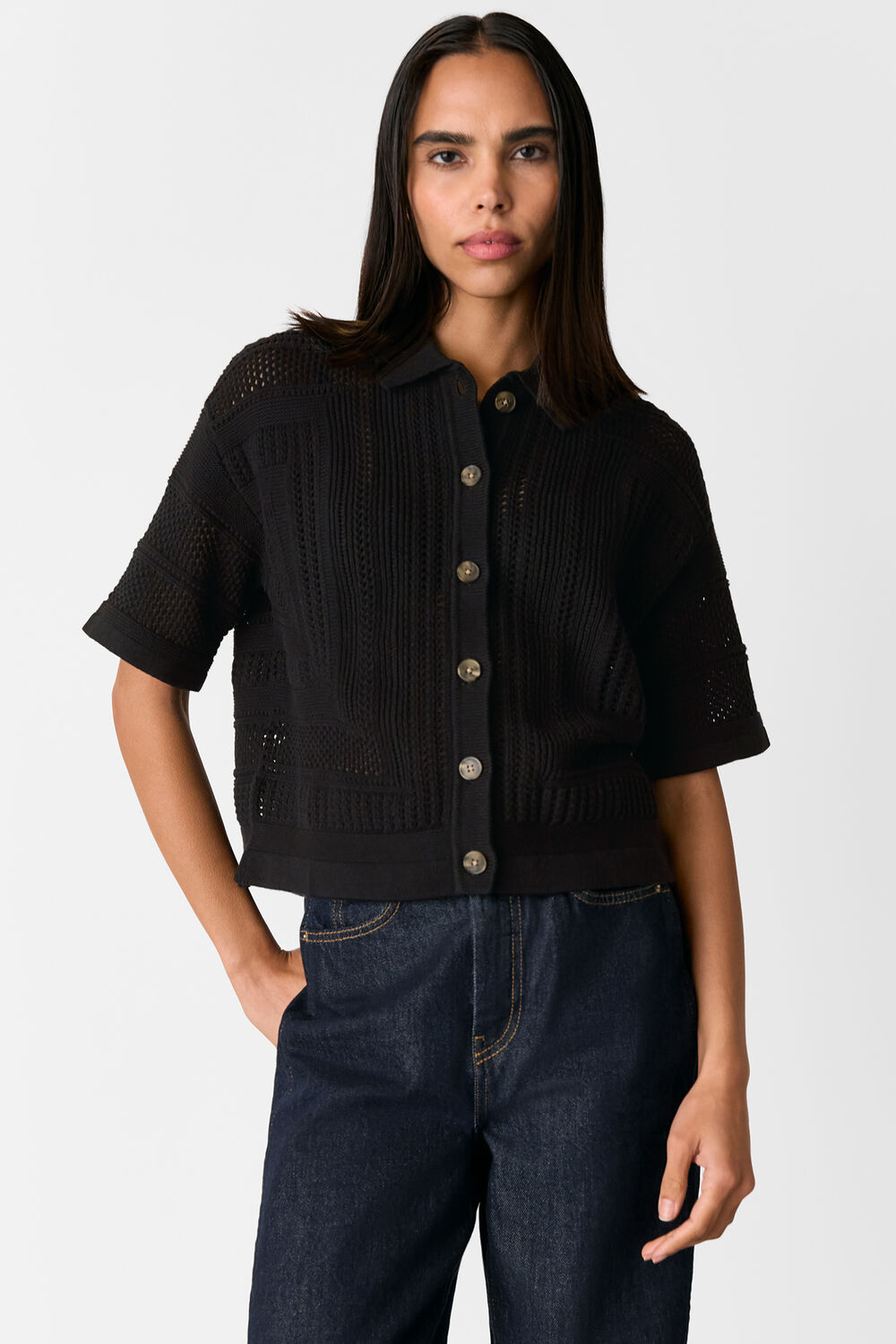 Black Crochet Knitted Shirt