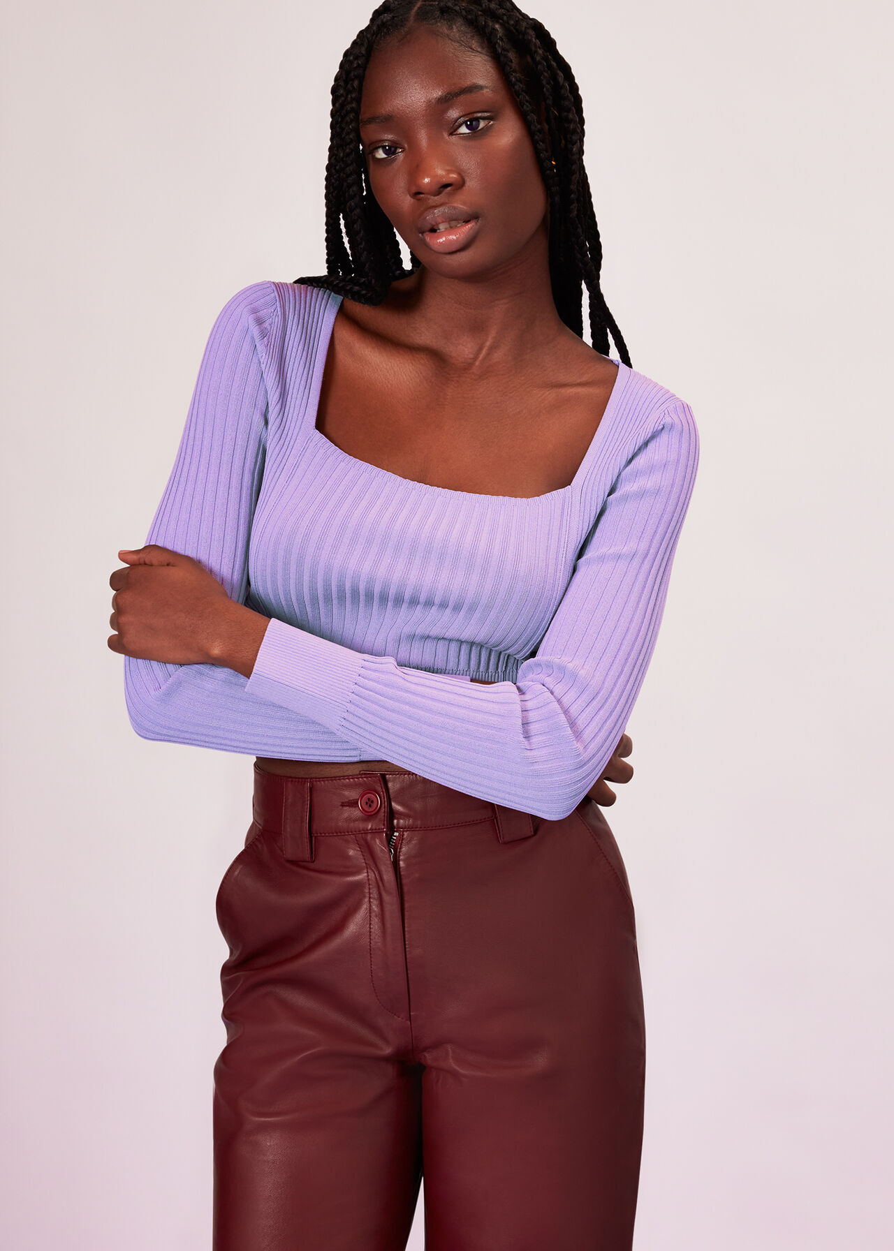 Square Neck Rib Knit