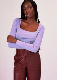 Square Neck Rib Knit