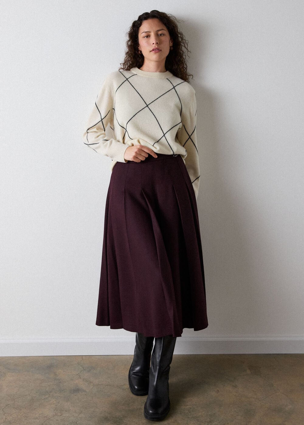 Petite Wool Blend Pleated Kilt Skirt