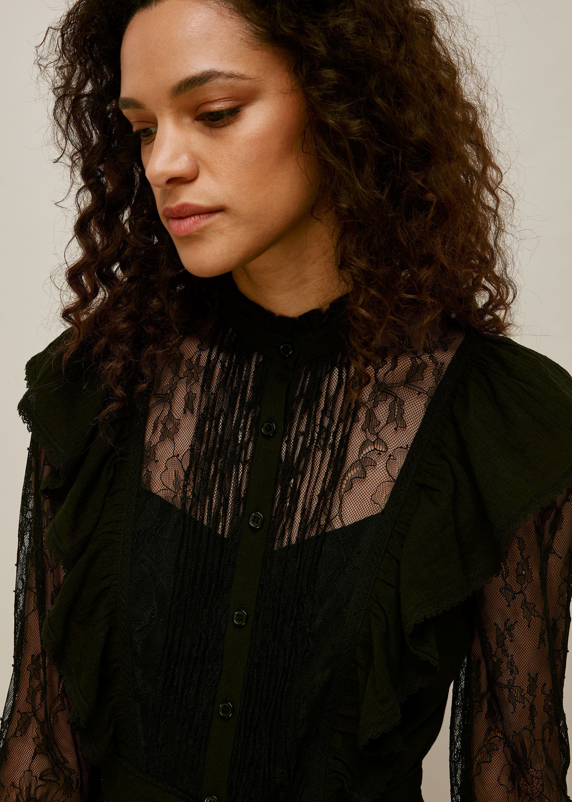 Mixed Lace Frill Jumpsuit