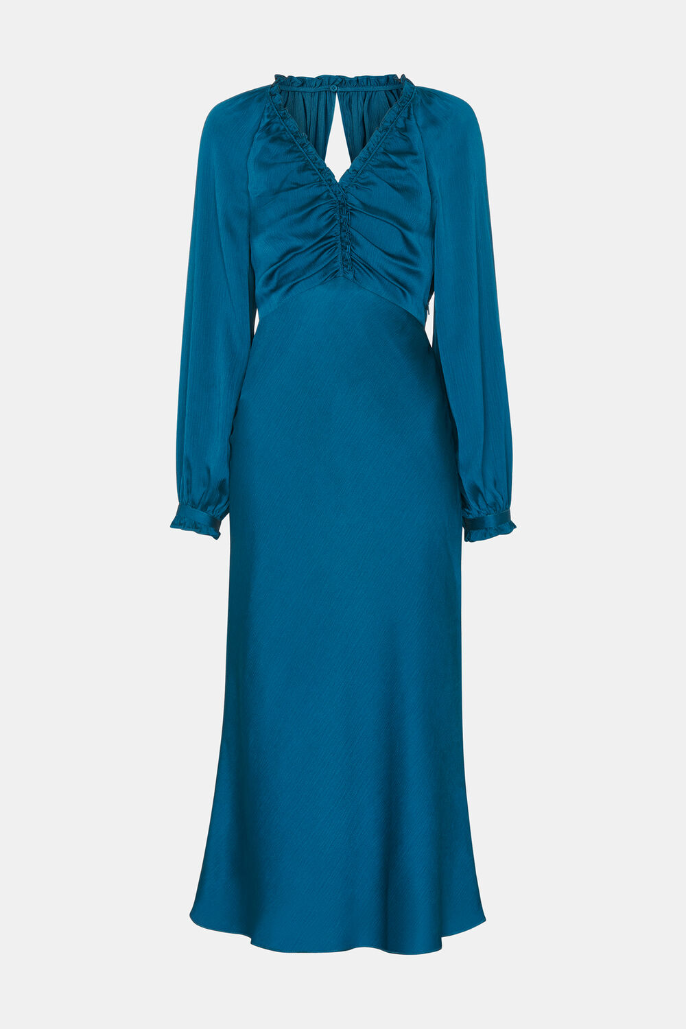Teal Aurora Satin Midi Dress