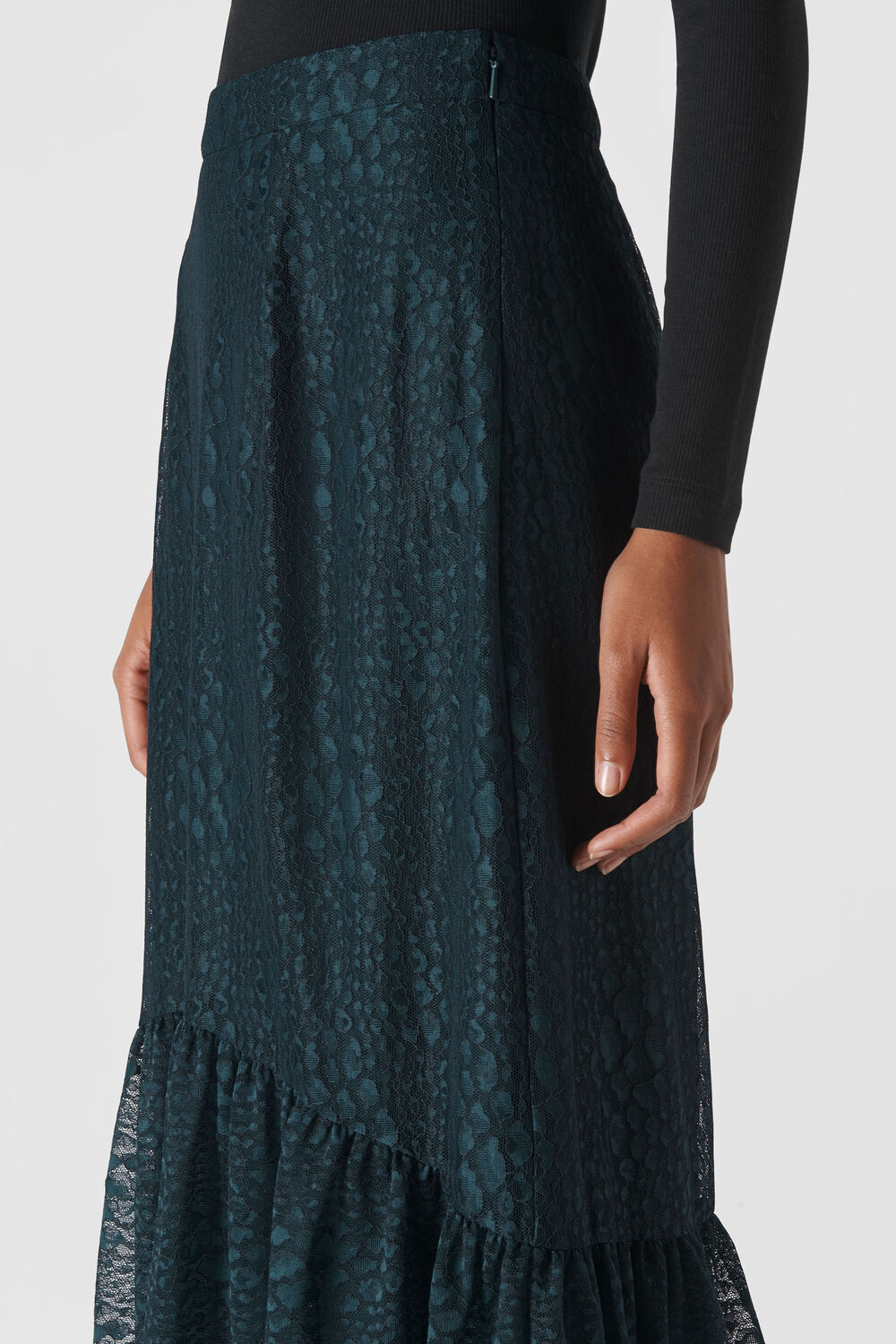 Ellis Animal Lace Skirt Dark Green