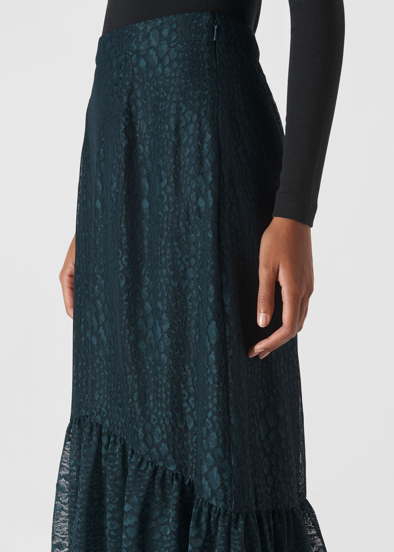 Ellis Animal Lace Skirt Dark Green