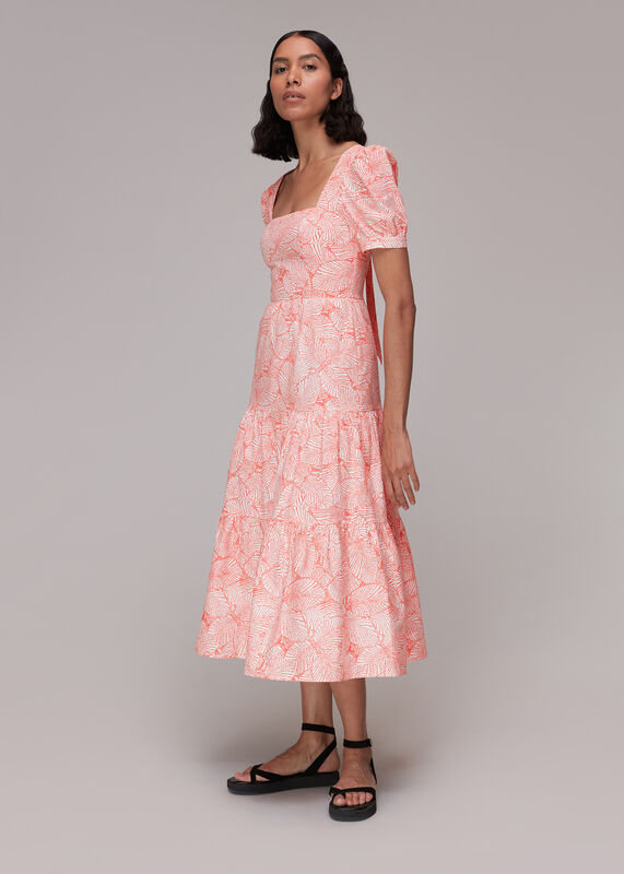 Multicolour Speckled Leaf Poplin Dress