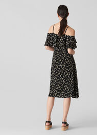 Daisy Print Frill Dress Black/Multi
