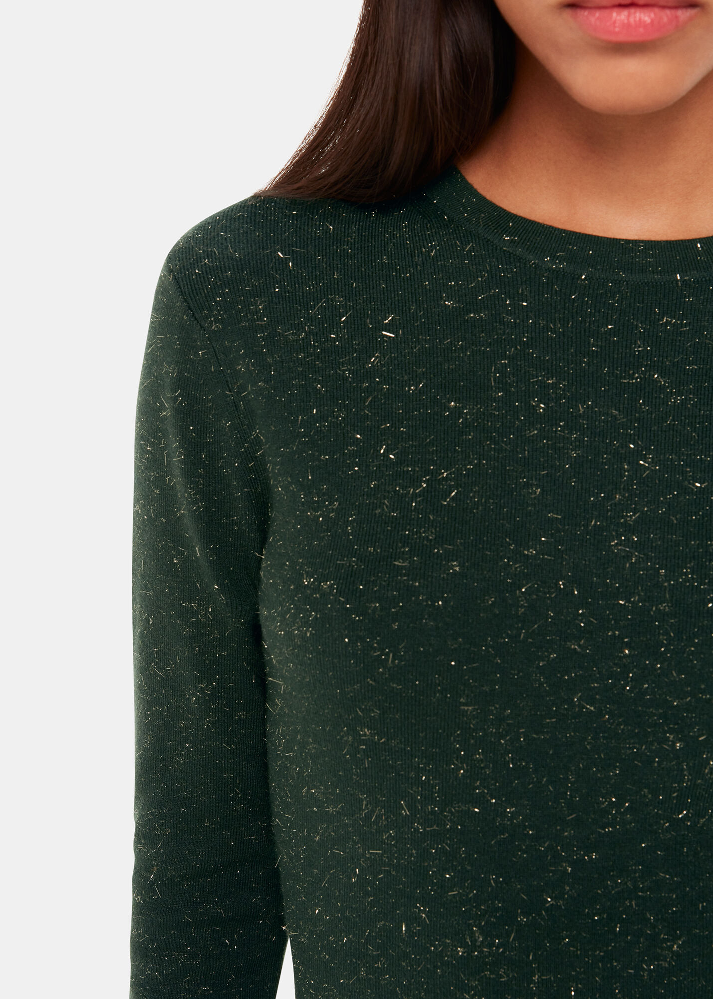 Dark Green Annie Sparkle Knit Dress WHISTLES