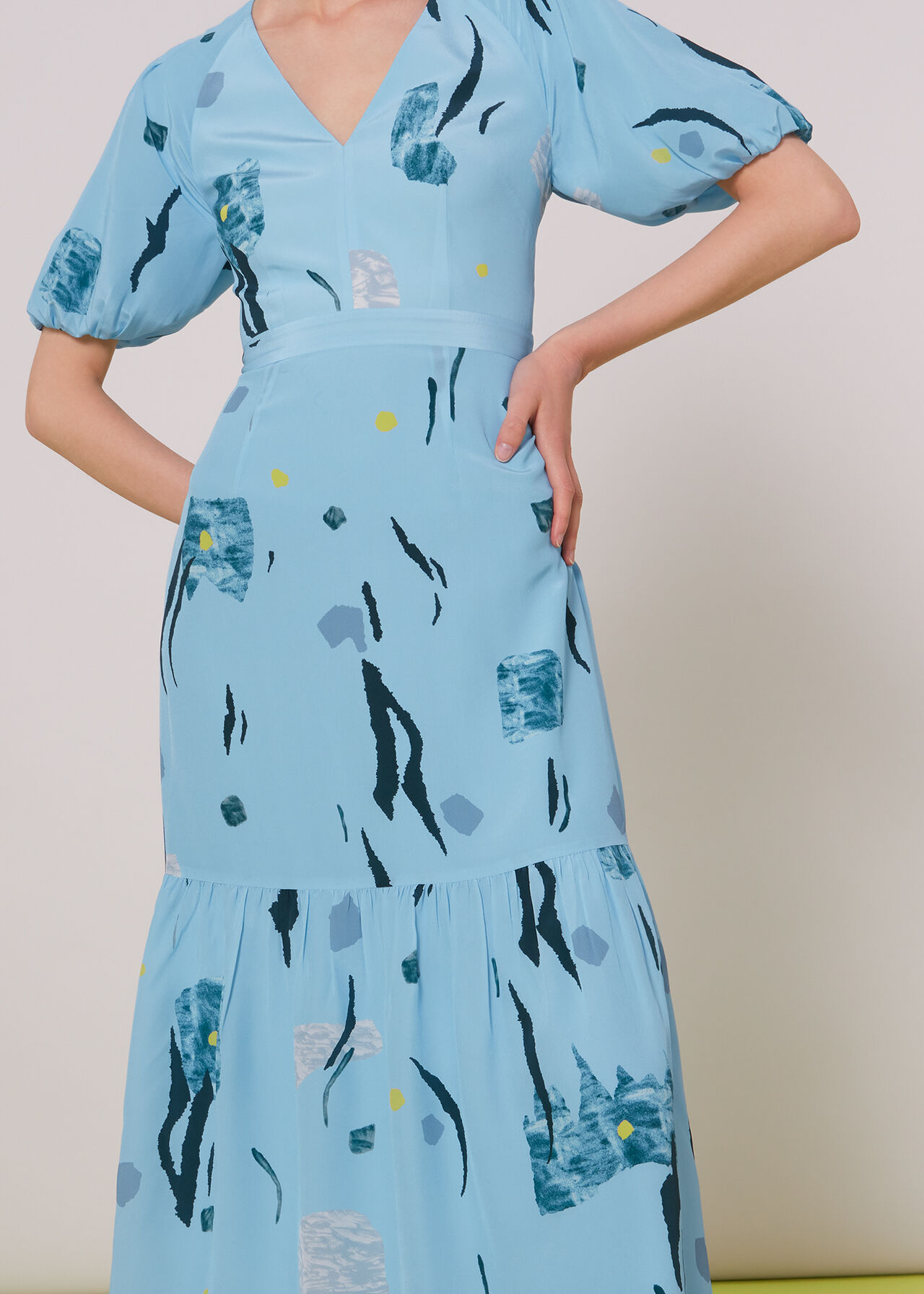Abstract Print Silk Dress