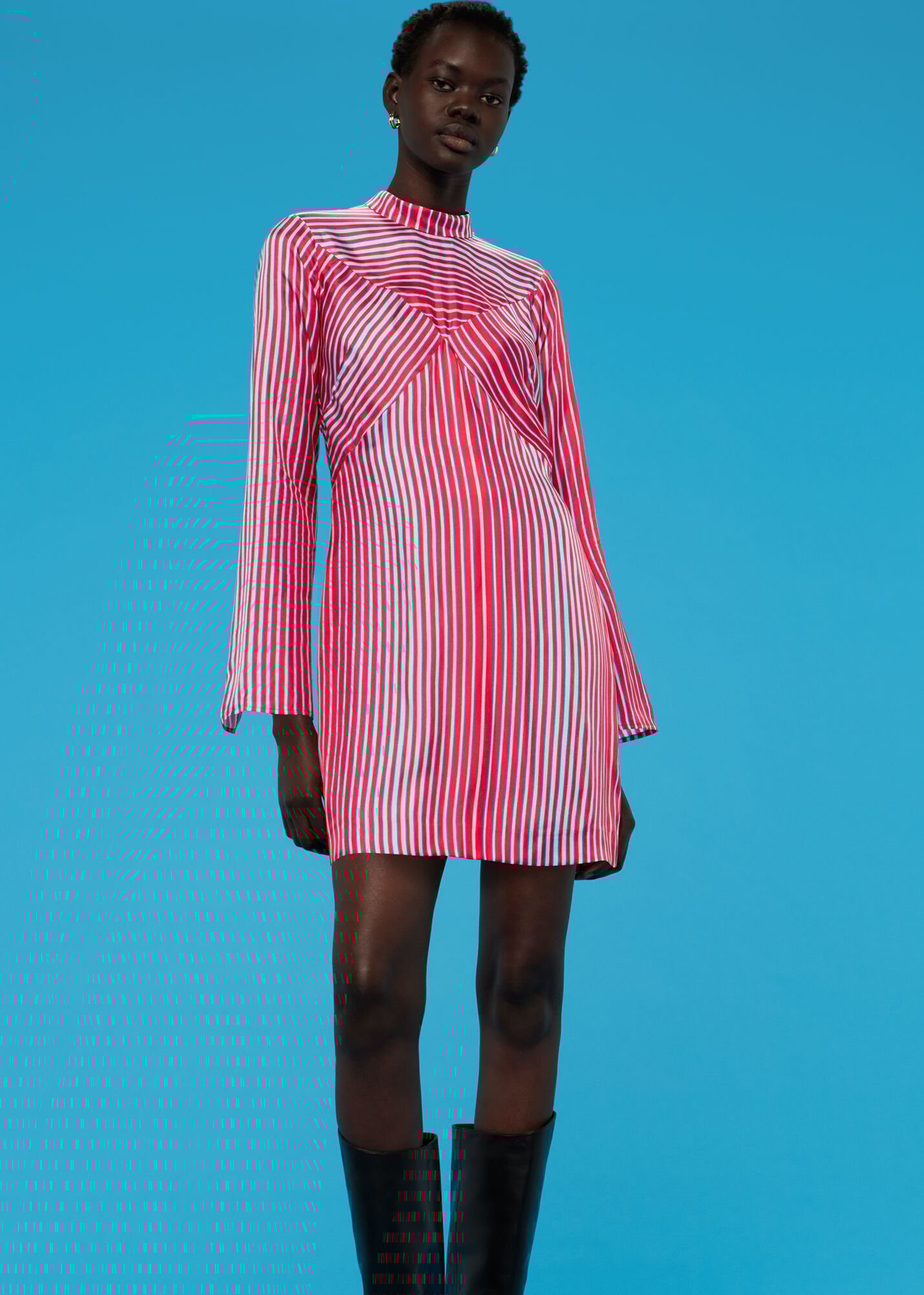 Pink and red striped dress top