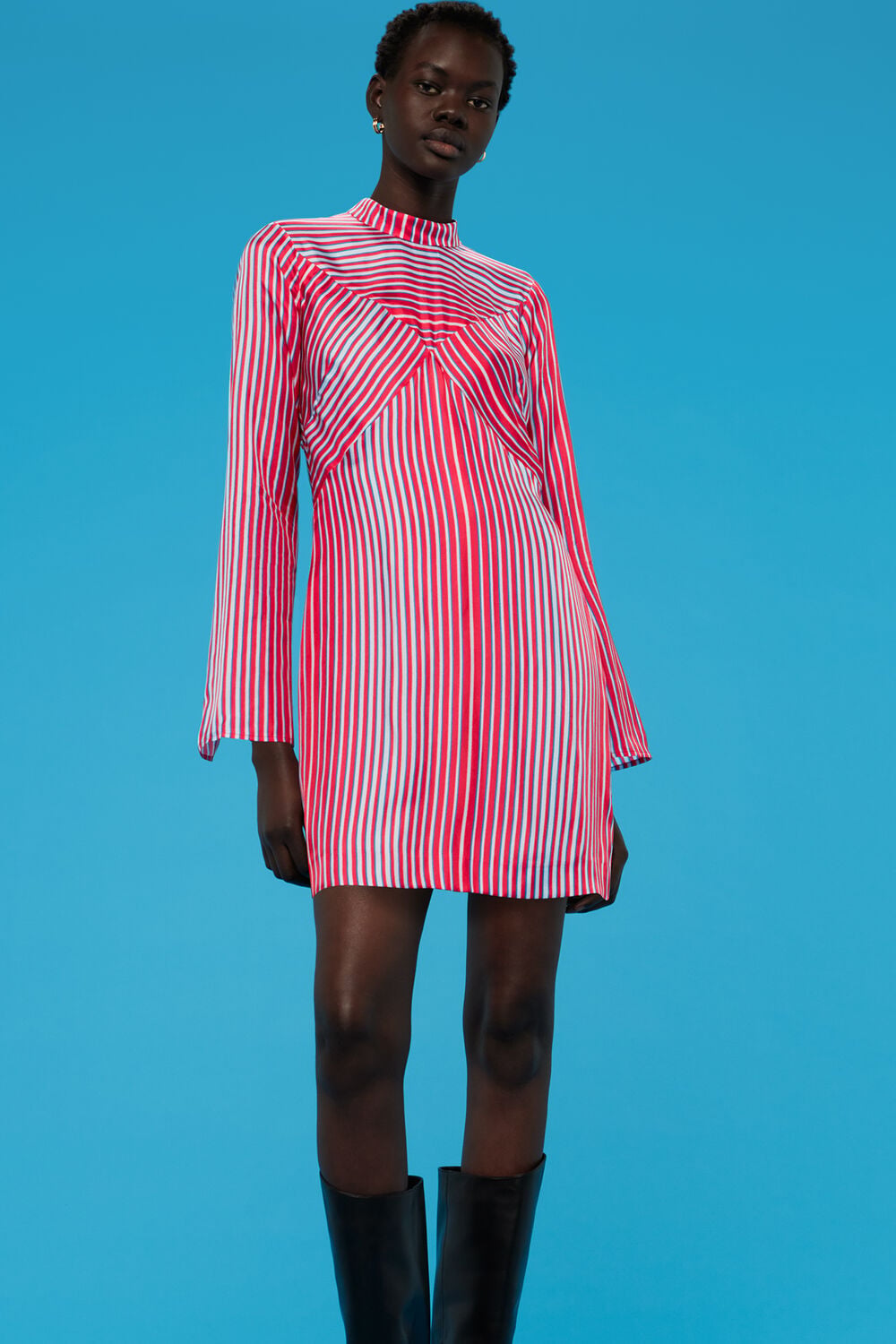 Multicolour Tangle Stripe Silk Mix Dress
