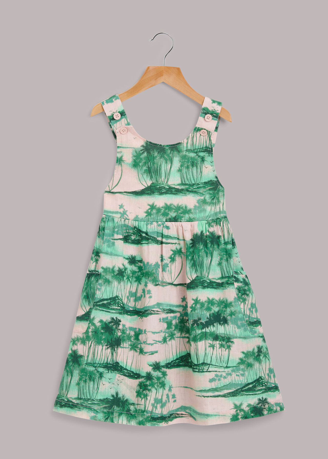 Waving Palms Poppy Linen Dress