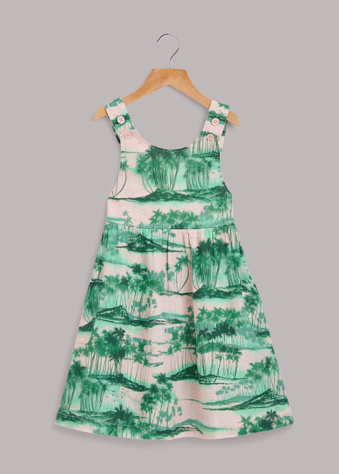 Waving Palms Poppy Linen Dress