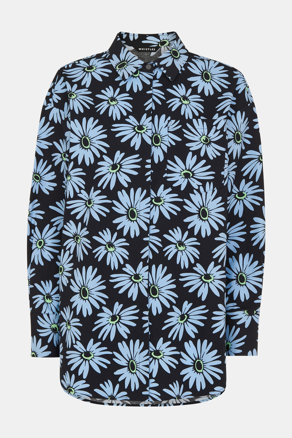 Blue Daisy Print Oversized Shirt