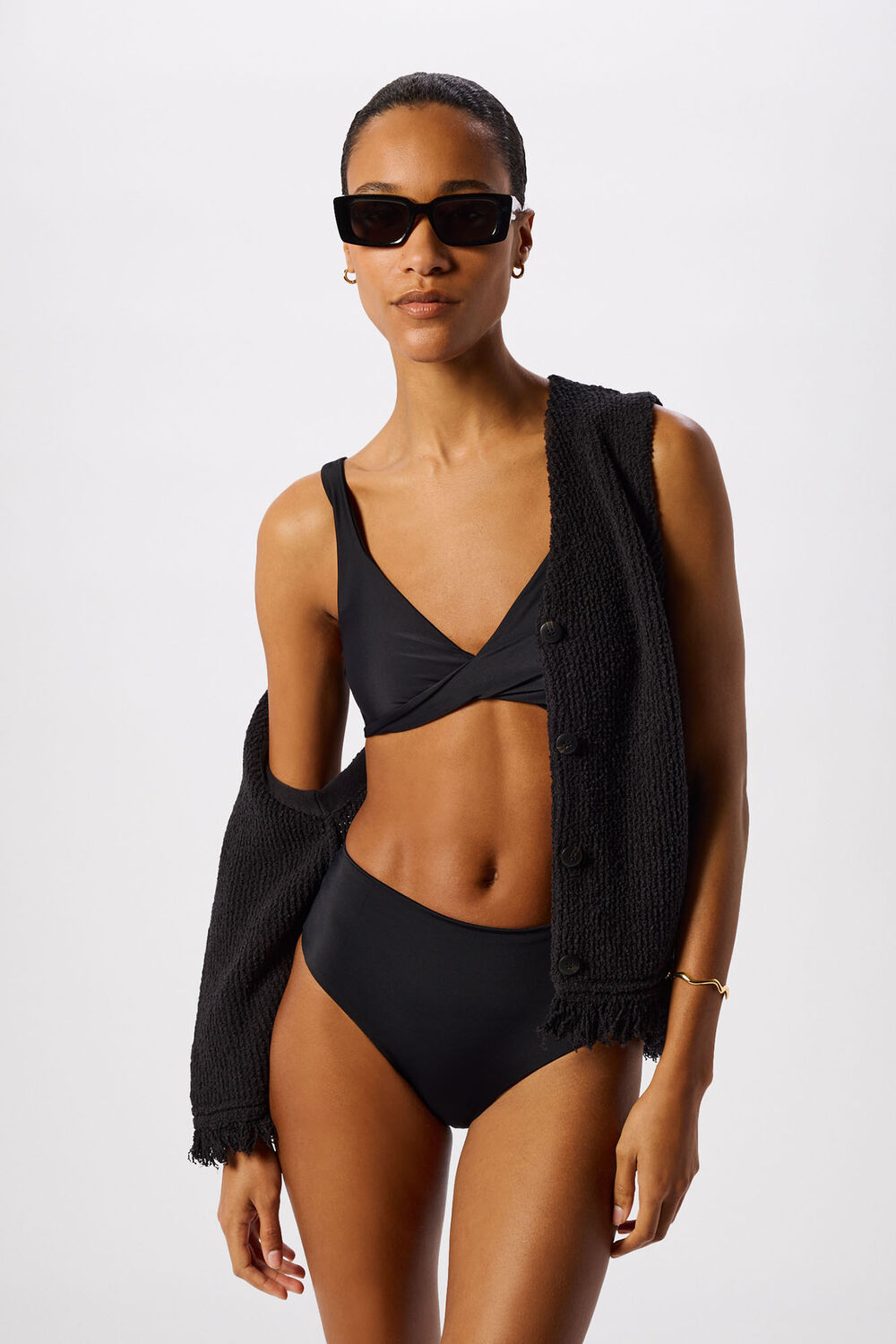 Black High Rise Bikini Bottom