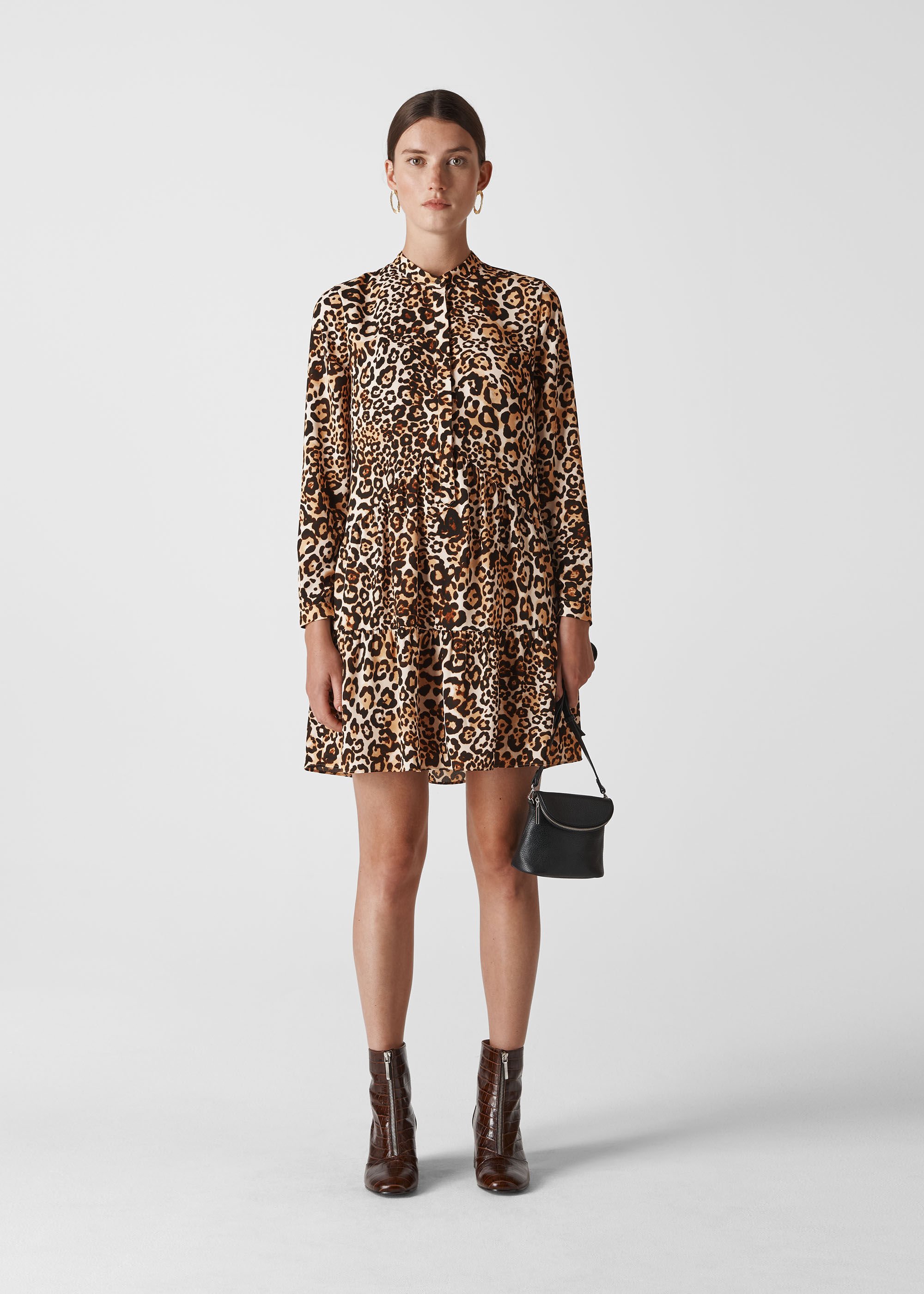 Leopard Print Animal Print Shirt Dress