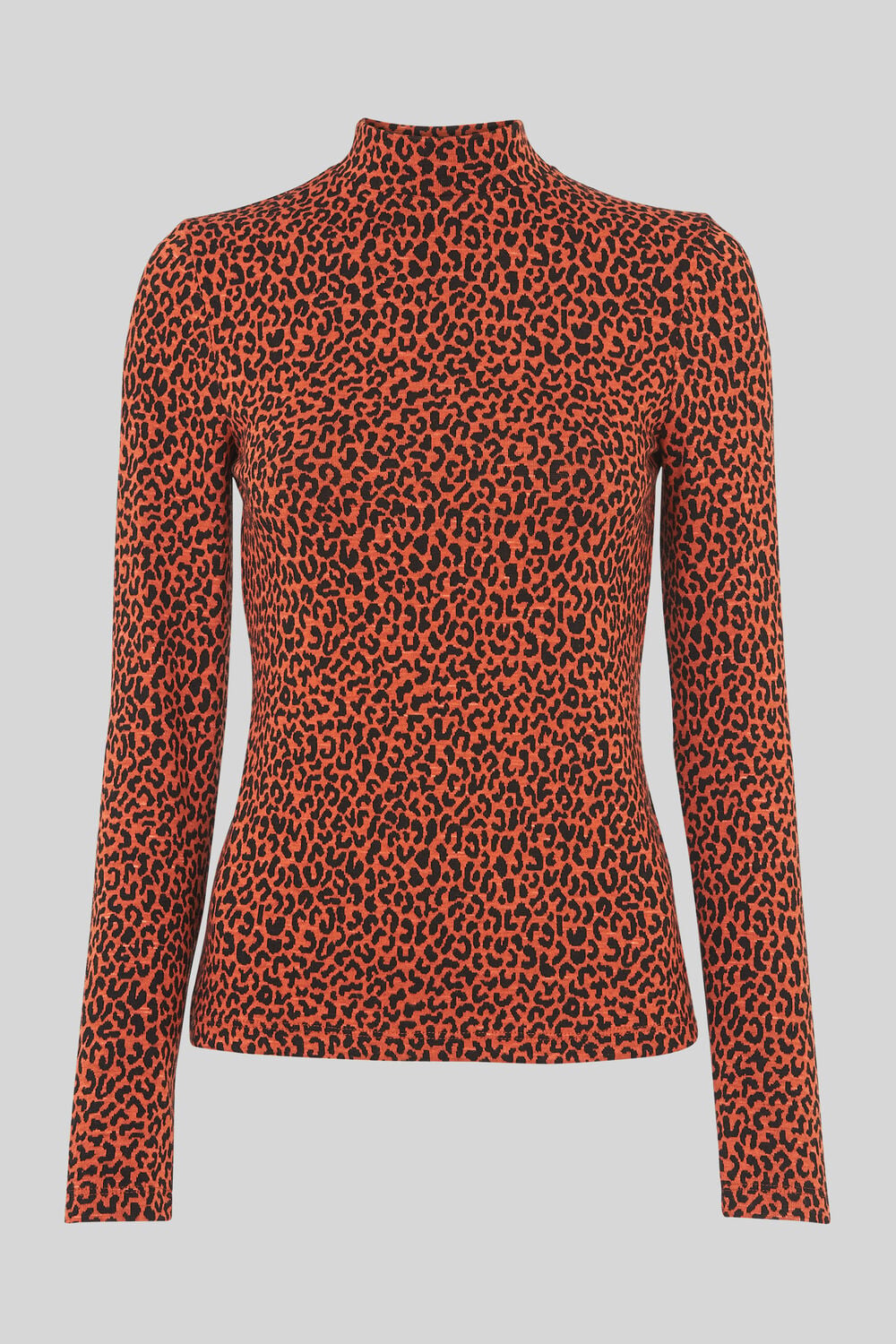 High Neck Animal Jacquard Top Orange/Multi
