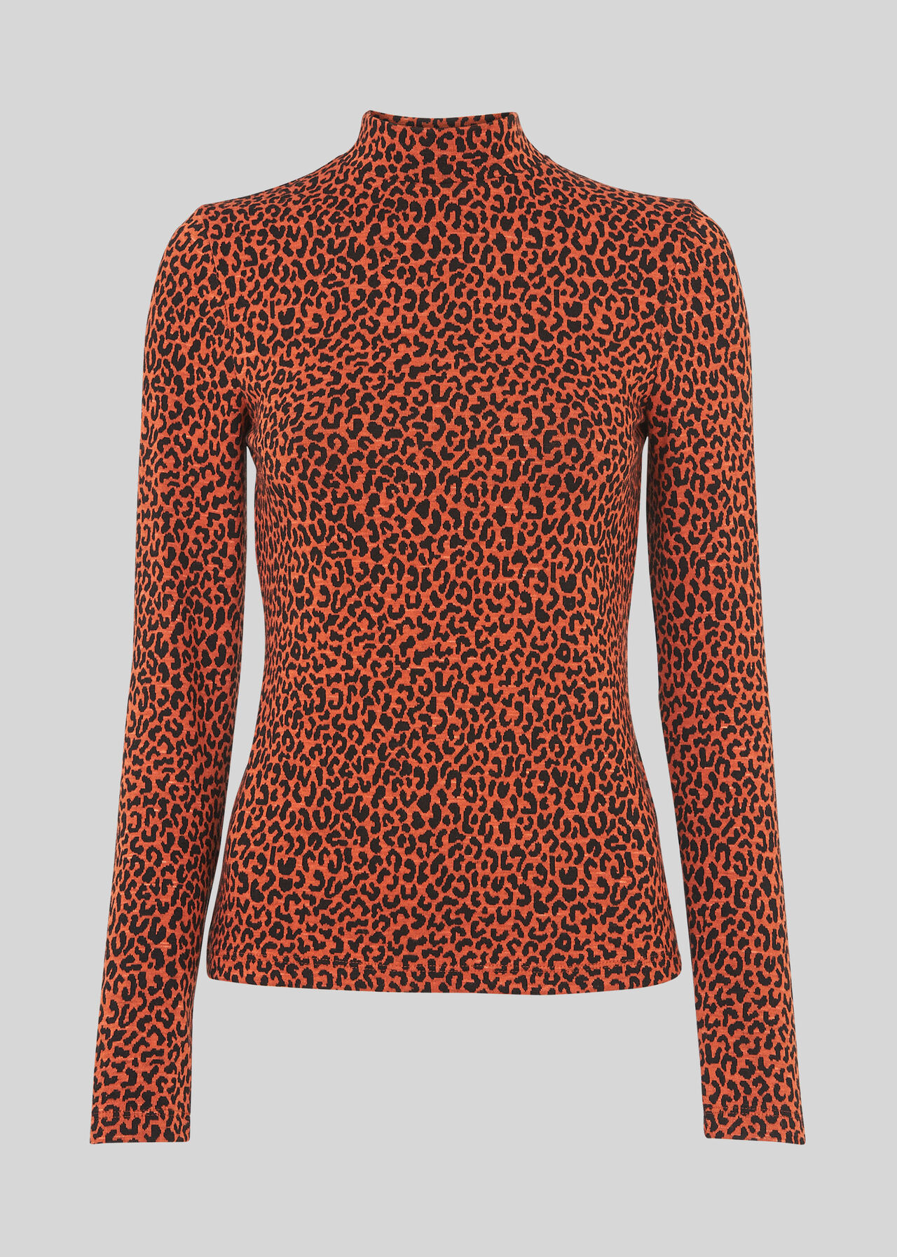 High Neck Animal Jacquard Top Orange/Multi