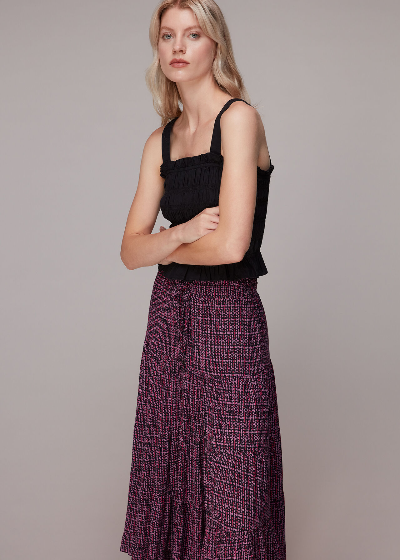 Twist Dot Print Skirt