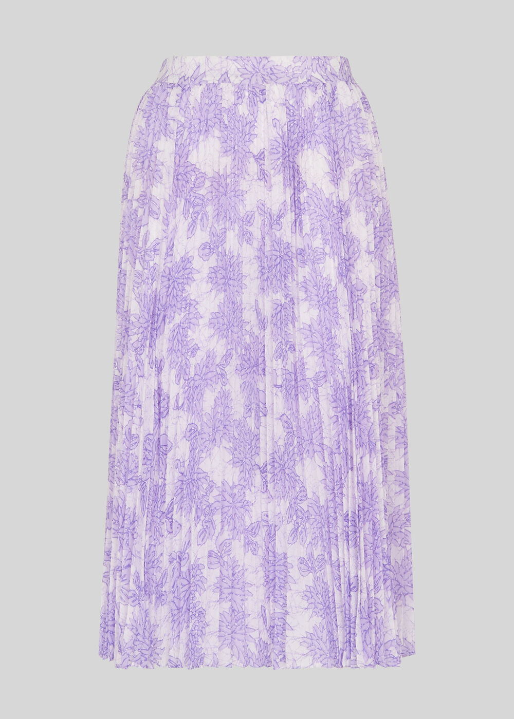 Batik Lily Print Pleated Skirt