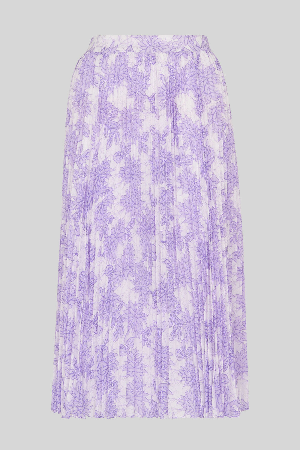 Batik Lily Print Pleated Skirt