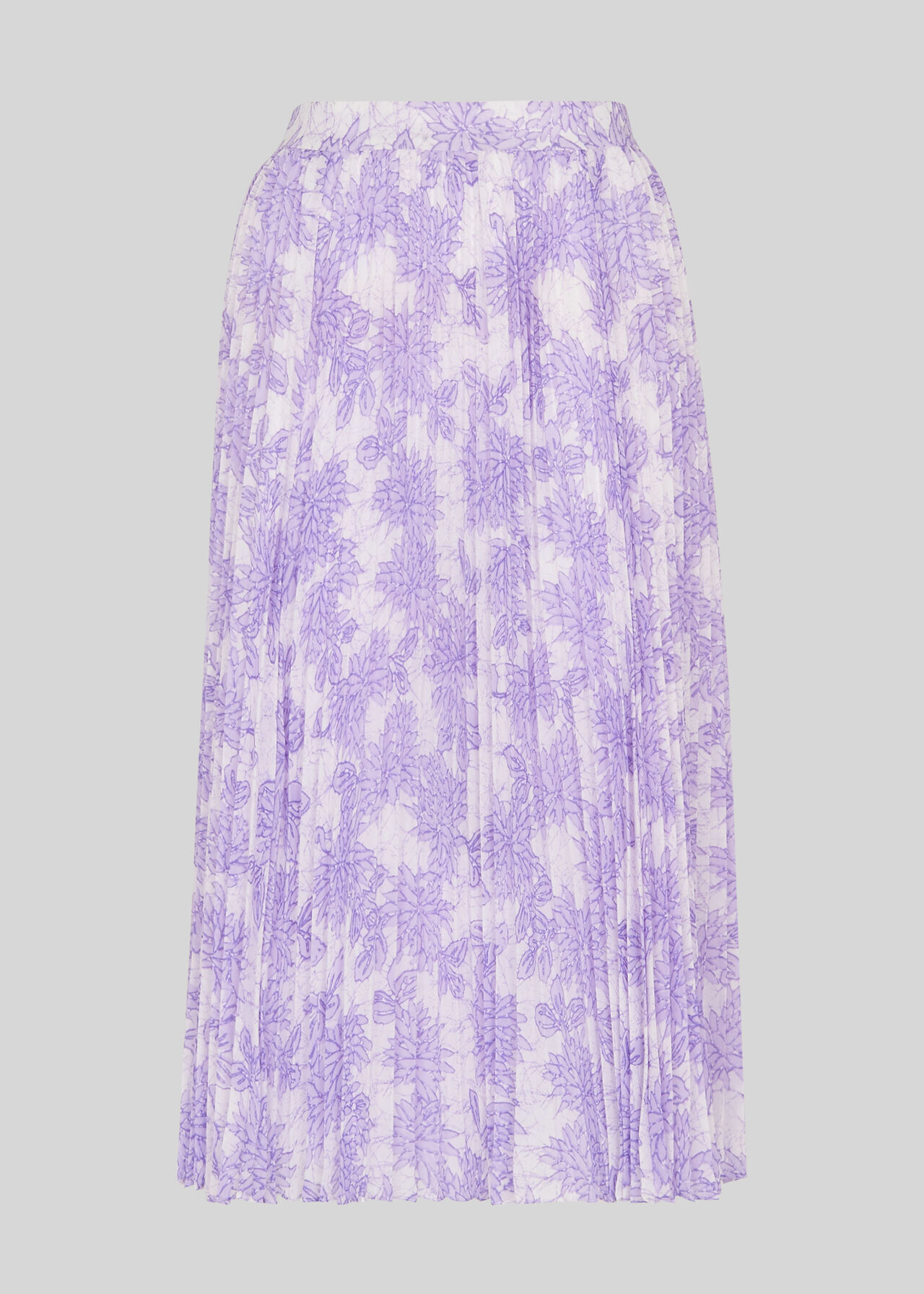 Batik Lily Print Pleated Skirt