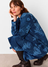 Chalk Print Denim Shirt Dress