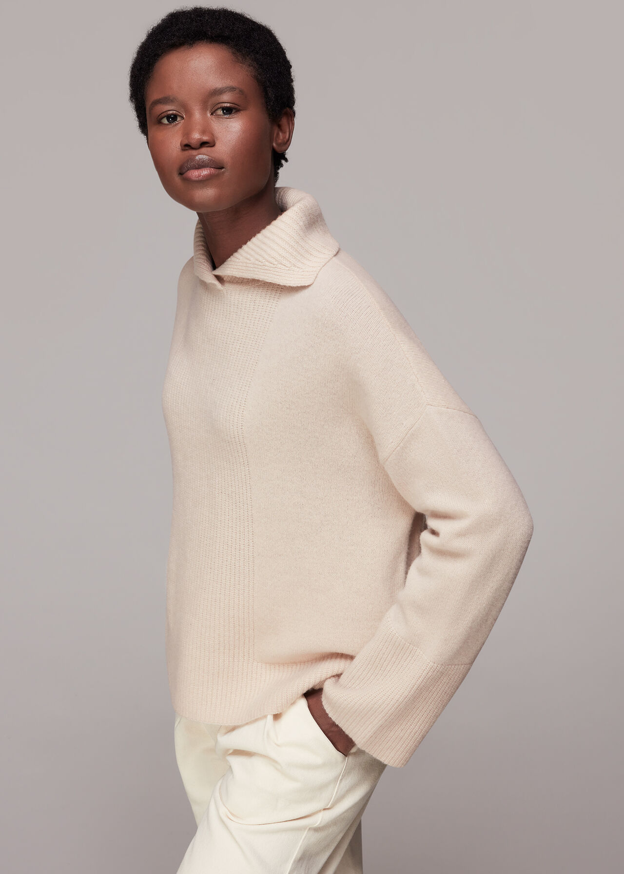 Rib Detail Collar Jumper