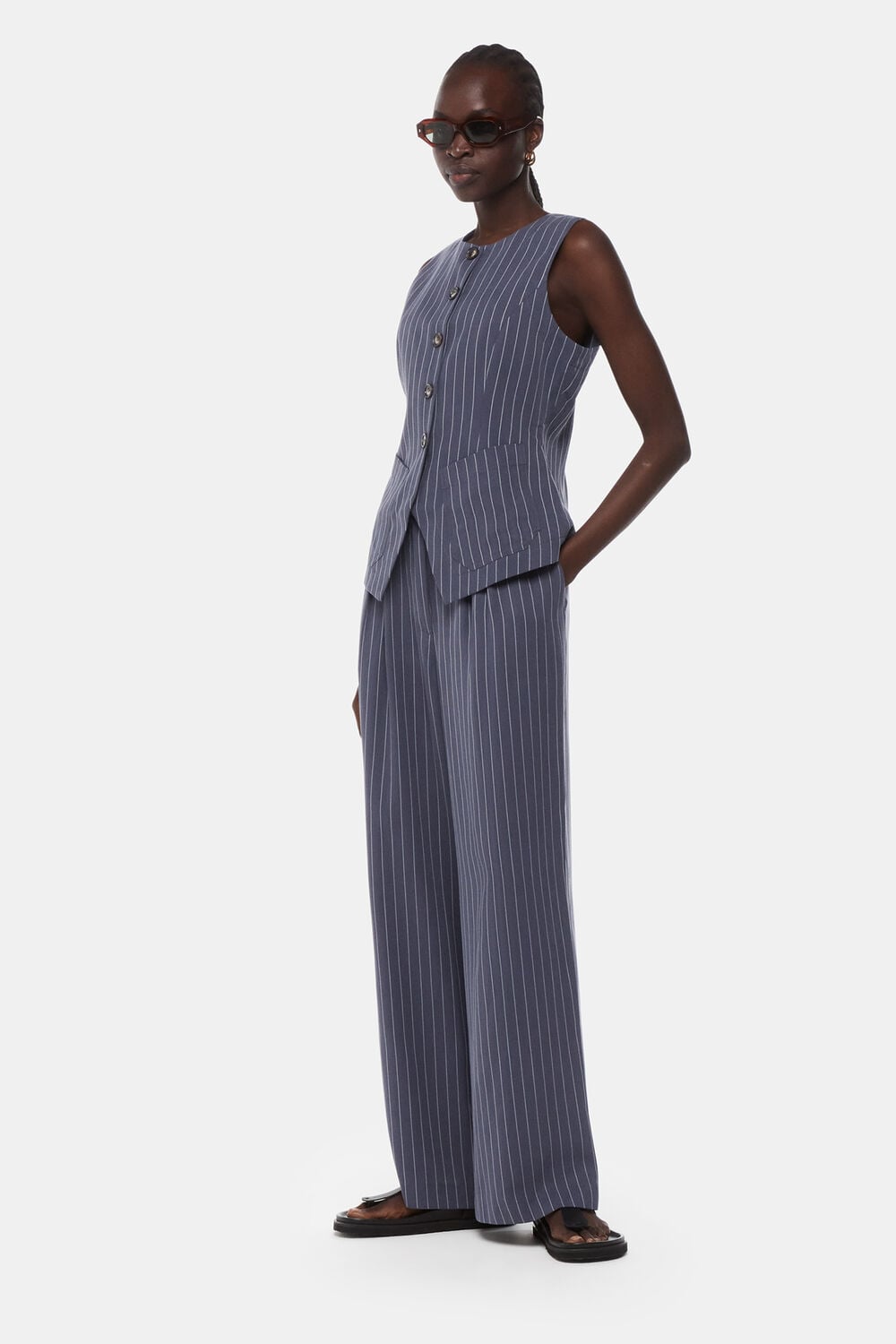 Navy Lottie Pinstripe Trouser
