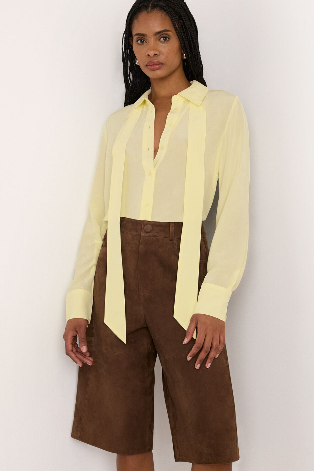 Yellow Tie Detail Classic Shirt