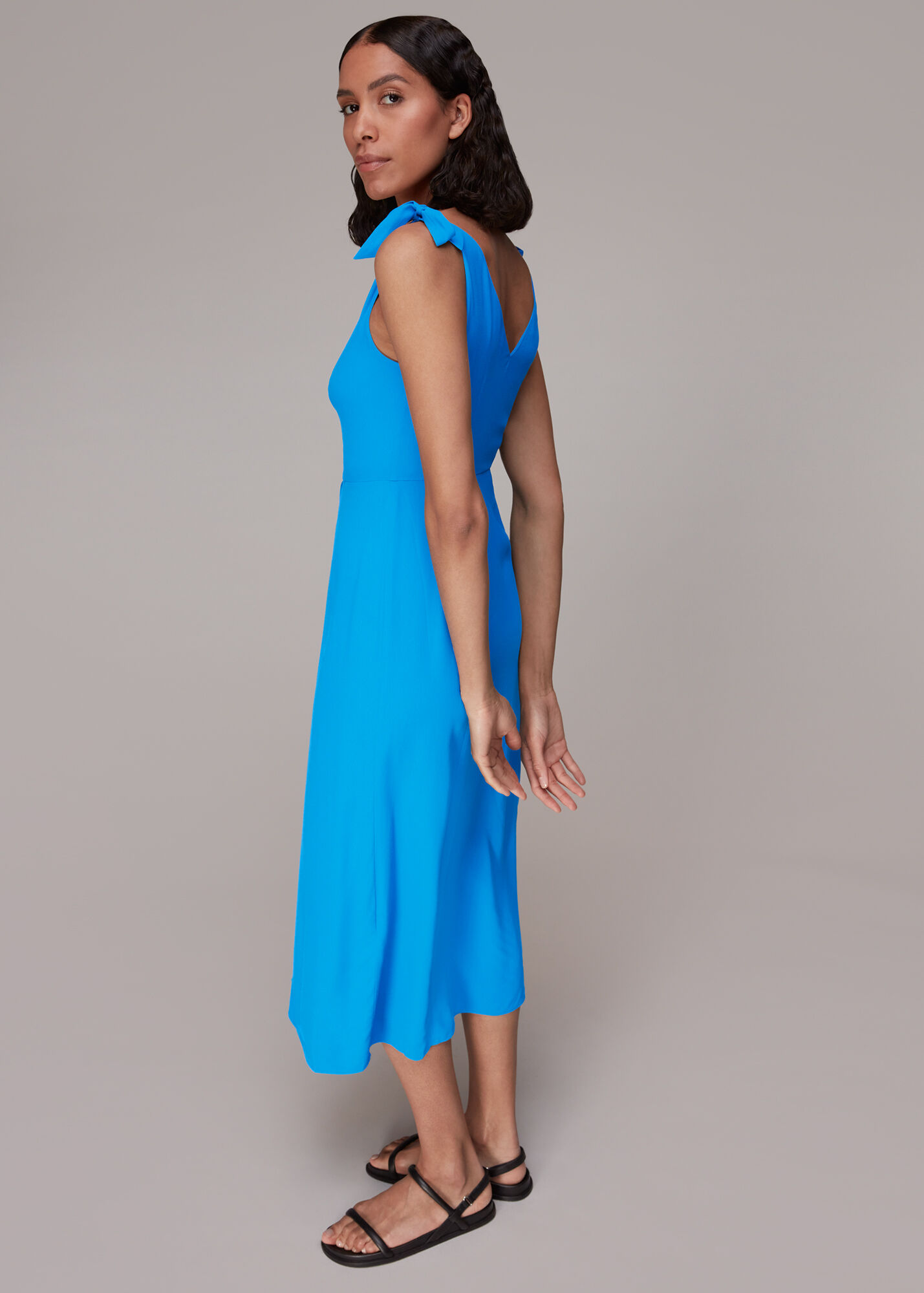 Blue Hanna Tie Shoulder Dress WHISTLES