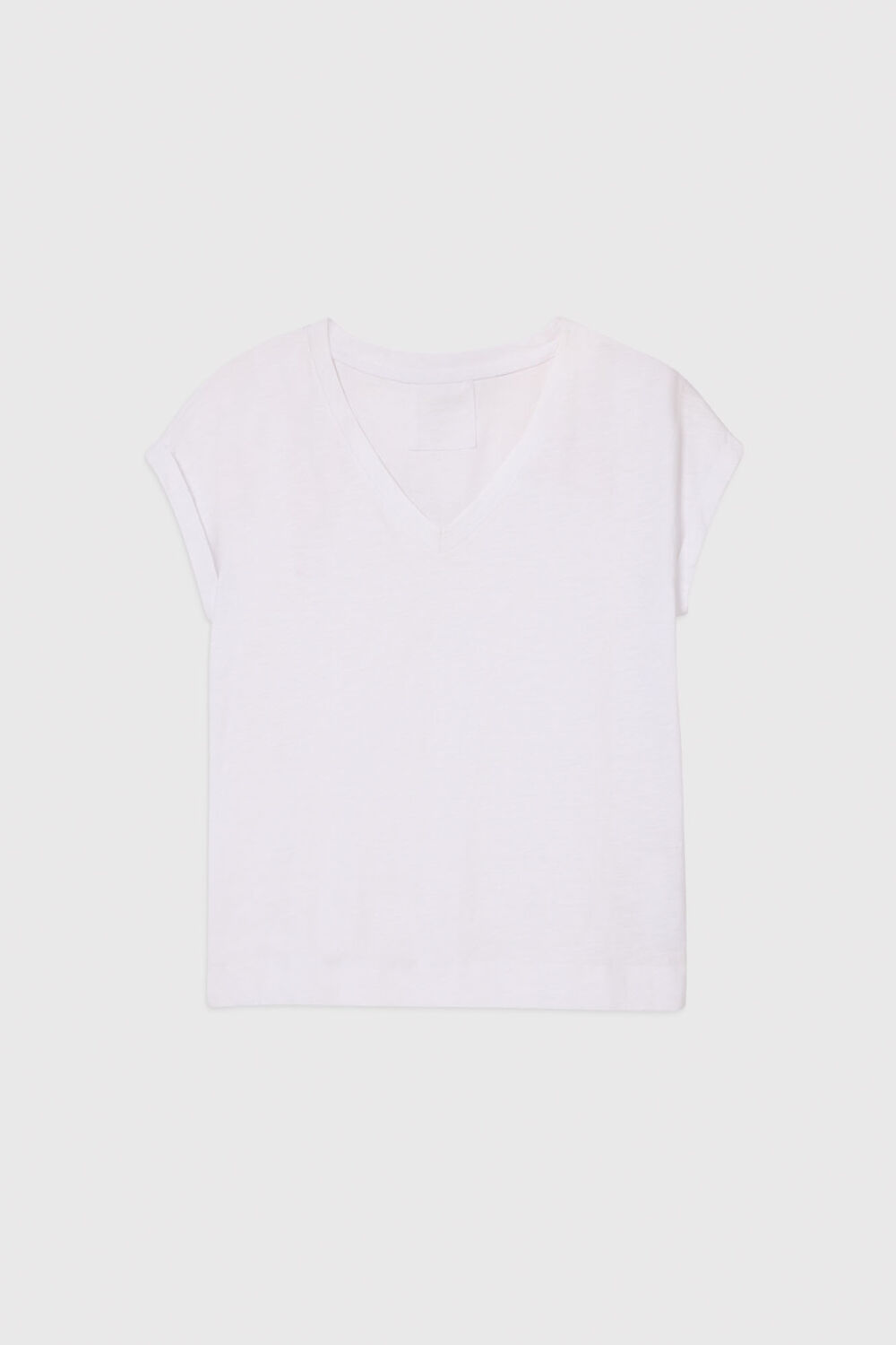 White Willa V-Neck Cap Sleeve Tee