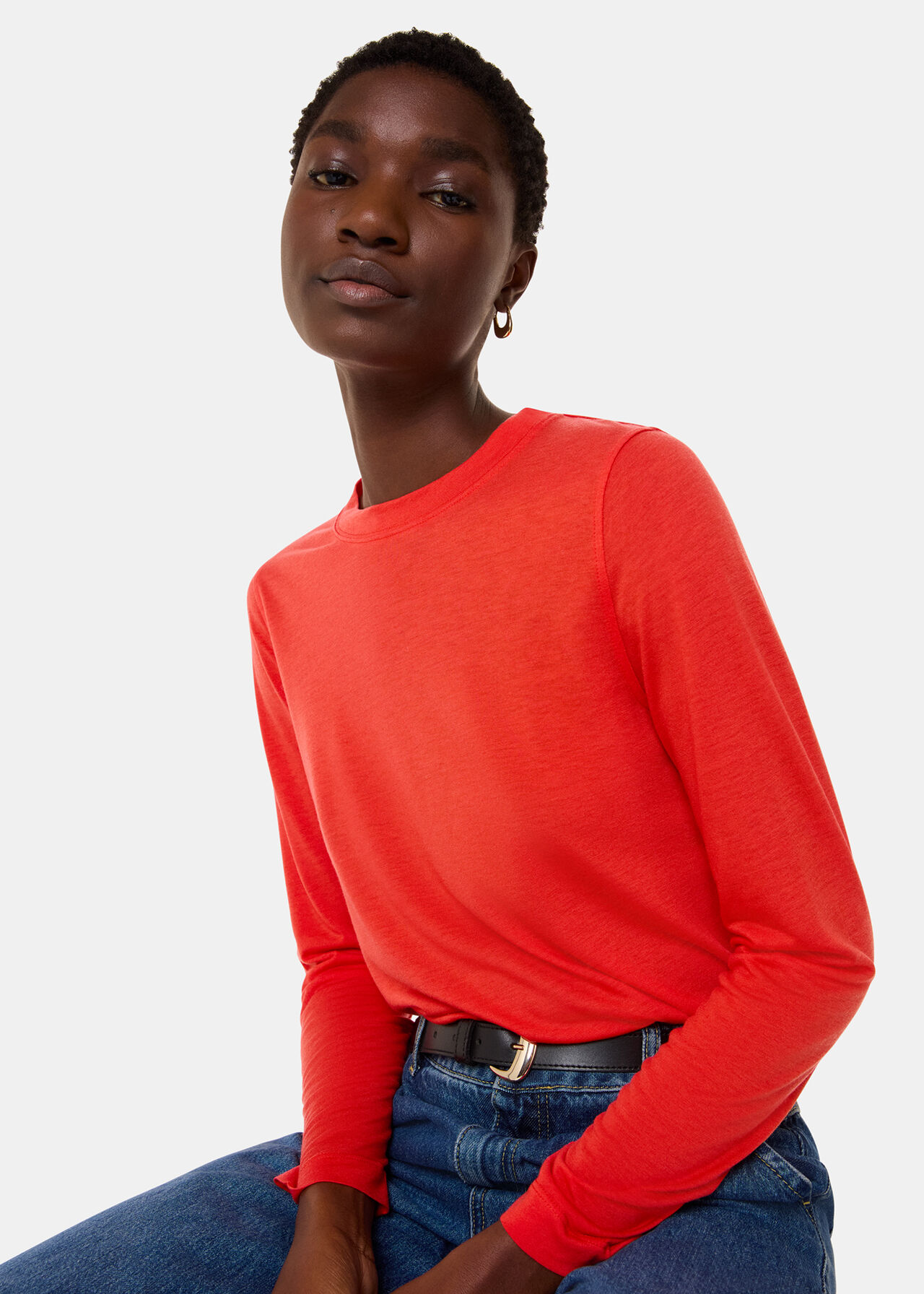 Wool Blend Crew Neck Top