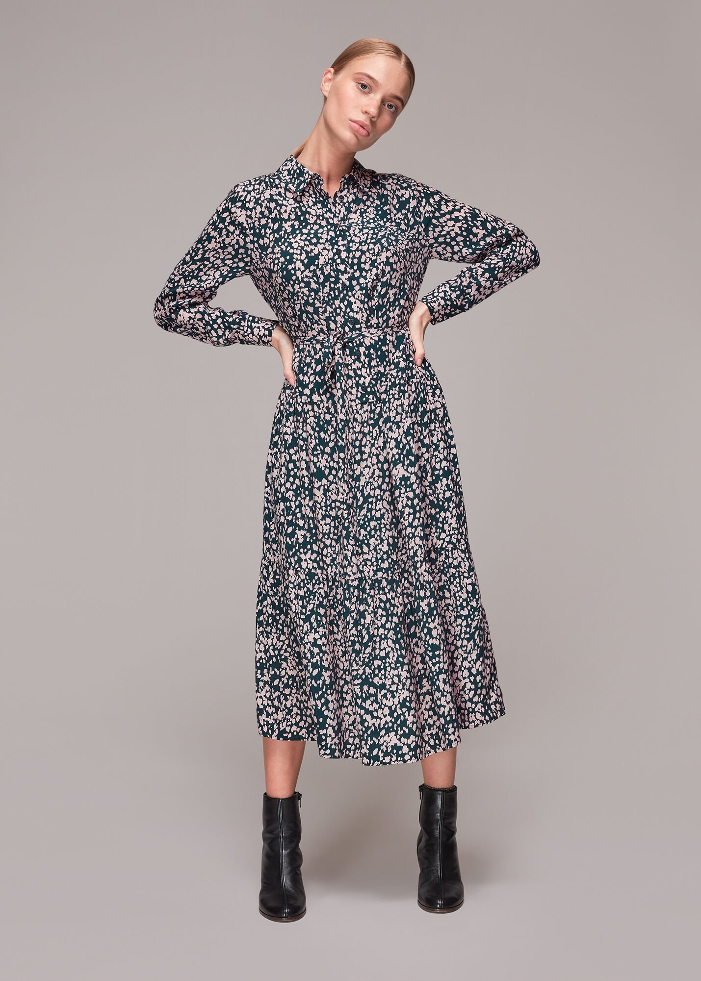 Animal print shirt dress whistles shop
