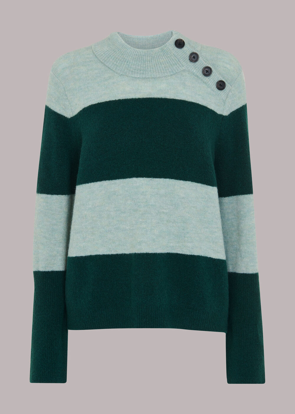 Stripe Button Neck Jumper
