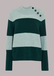 Stripe Button Neck Jumper