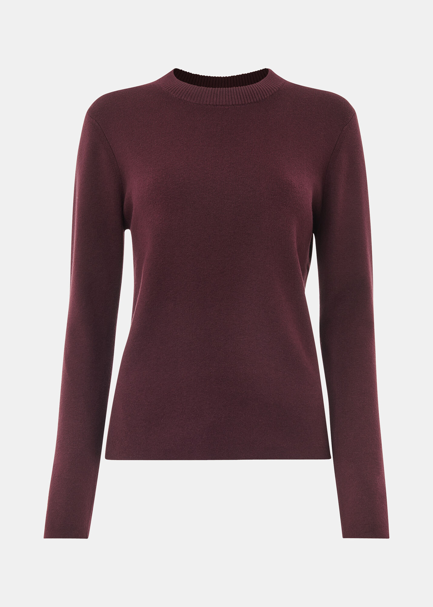Burgundy Keyhole Back Crew Neck Knit WHISTLES Whistles UK