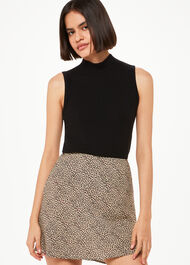 Dashed Leopard Mini Bias Skirt