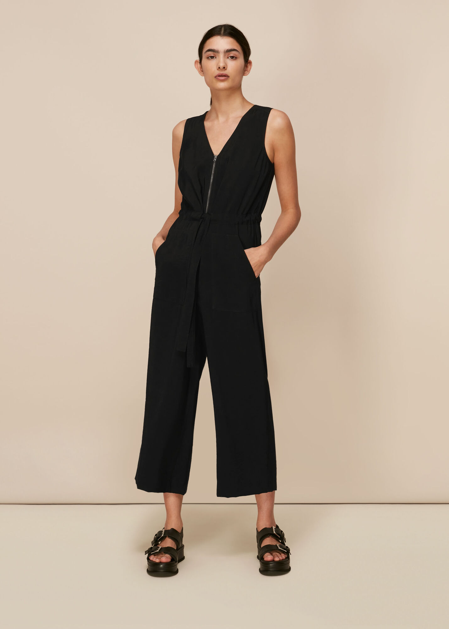 Whistles Women Corey Zip Casual Jumpsuit - Black - 14