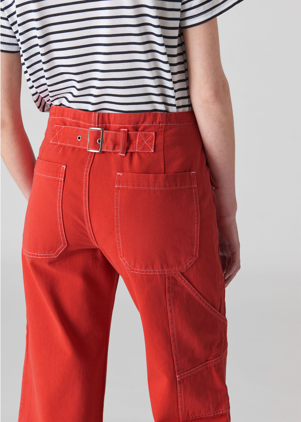 Carpenter Crop Trouser Red