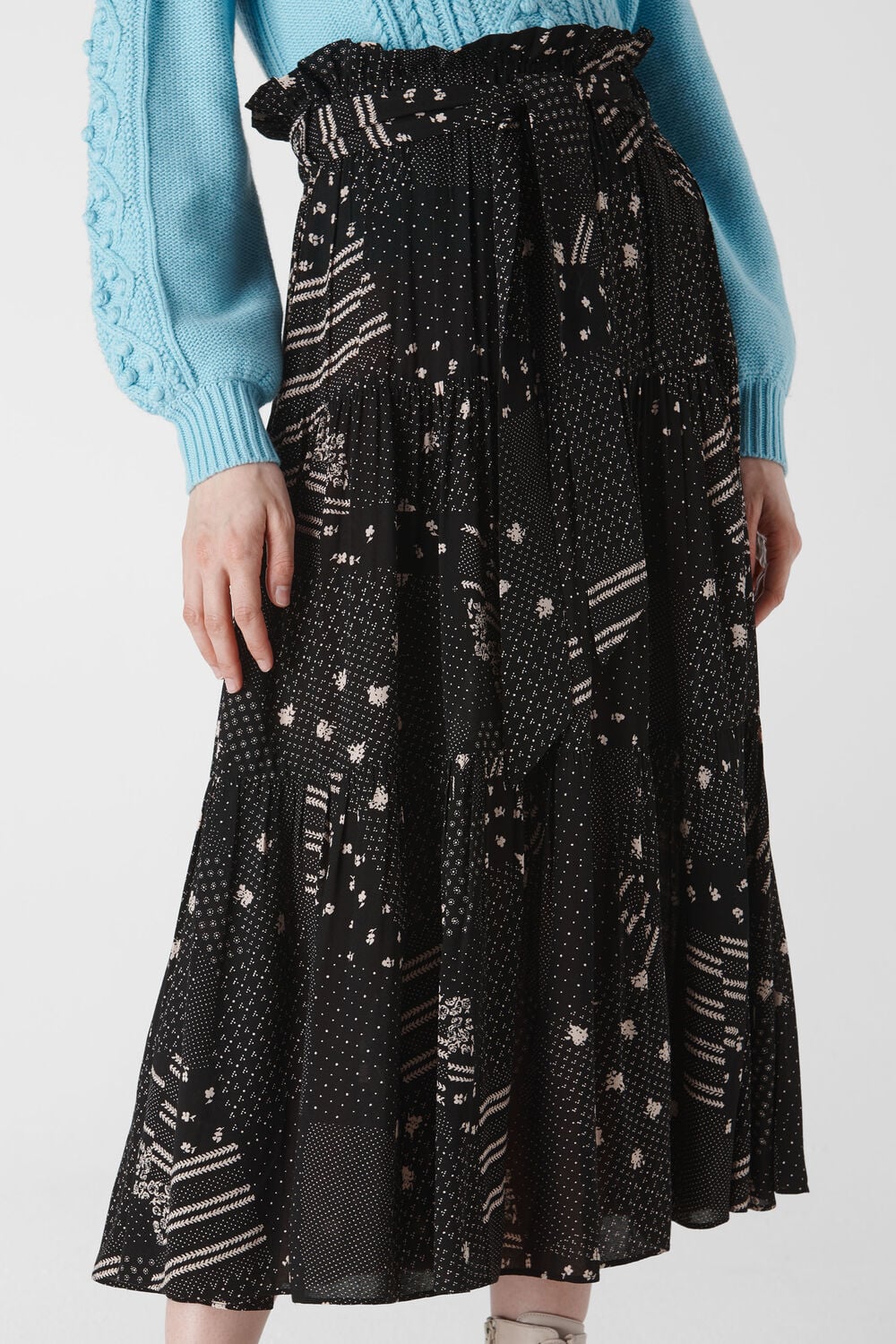 Ona Patchwork Print Skirt Black/Multi