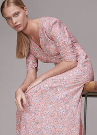 Wheat Floral Midi Dress