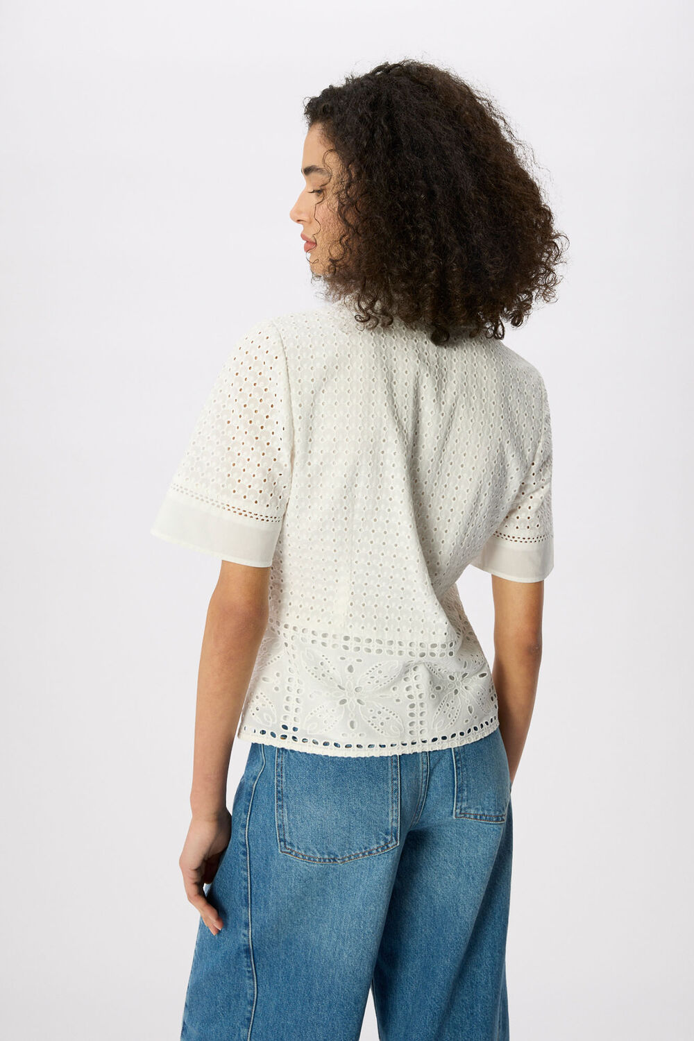 White Cotton Broderie Shirt