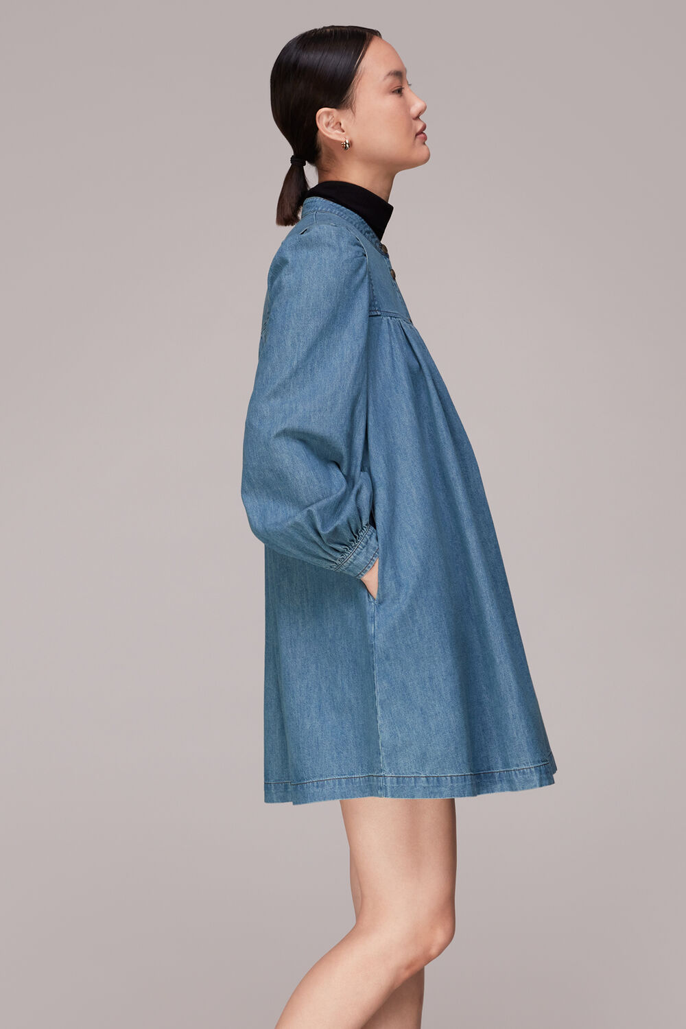 Chambray Denim Trapeze Dress