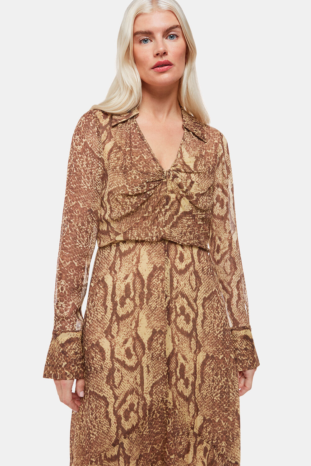 Petite Serpent Print Midi Dress