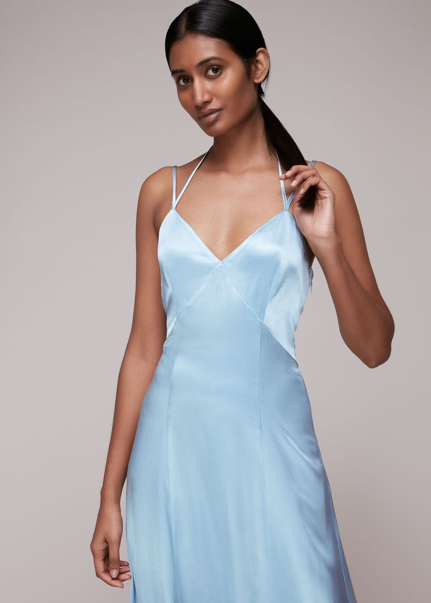Blue Satin Cami Dress WHISTLES