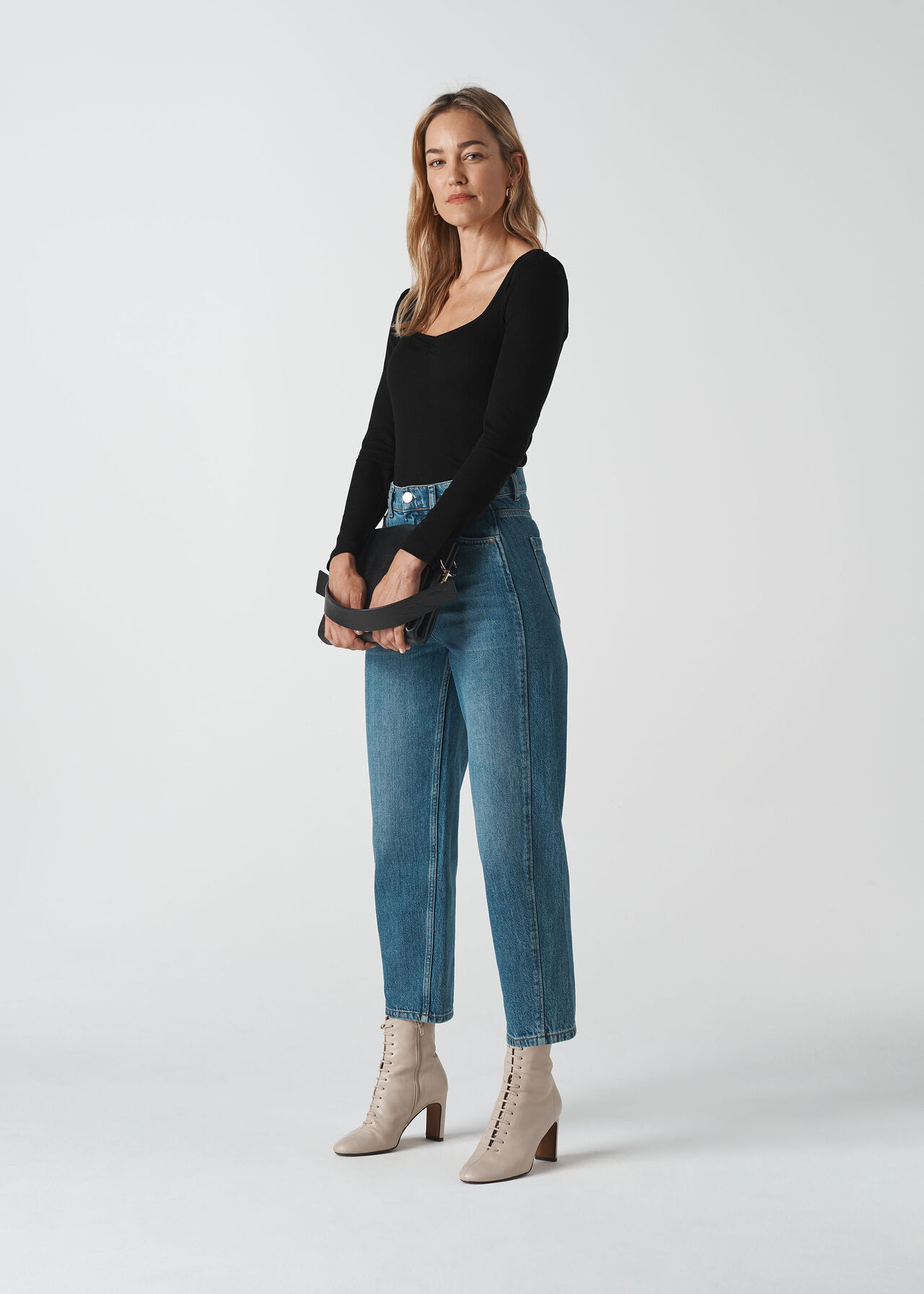Sweetheart Front Rib Top Black
