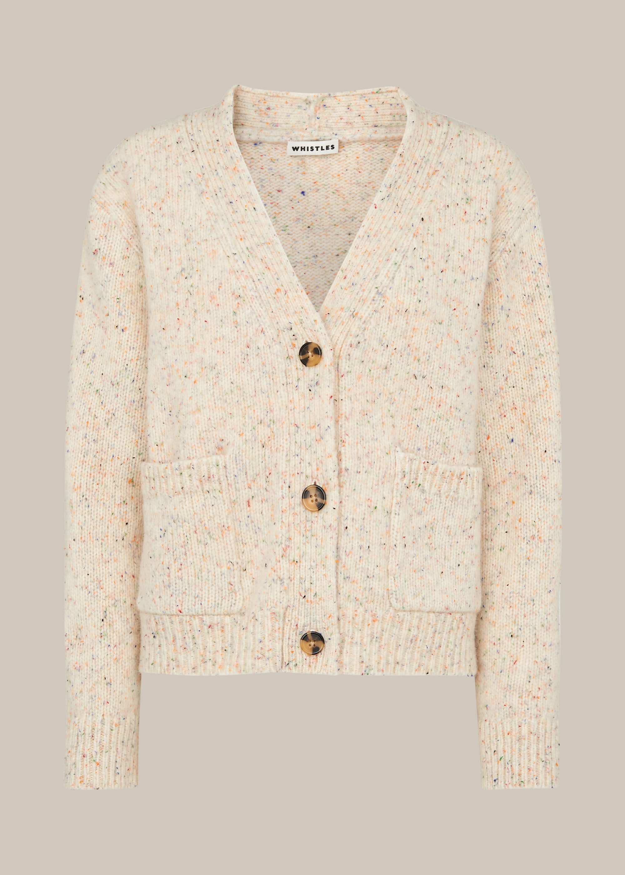 Oatmeal V Neck Knitted Cardigan 